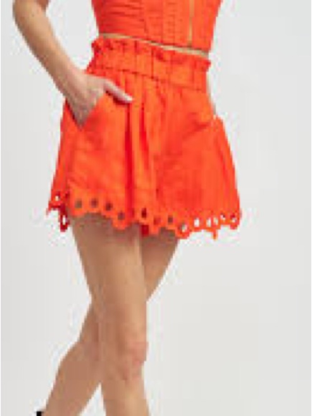 En Saison Bright Orange Elastic Waist Shorts